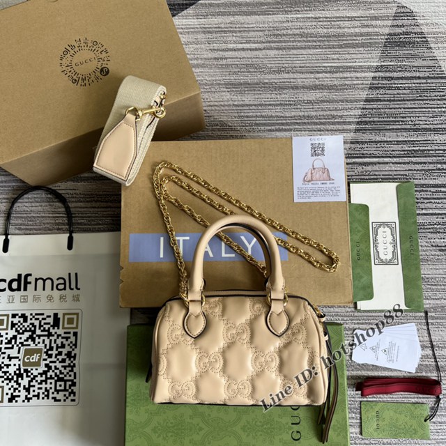Gucci官網2022新款壓花G全皮女包 古馳G Gmatelassé皮革鏈條肩背包702251 gqy4656